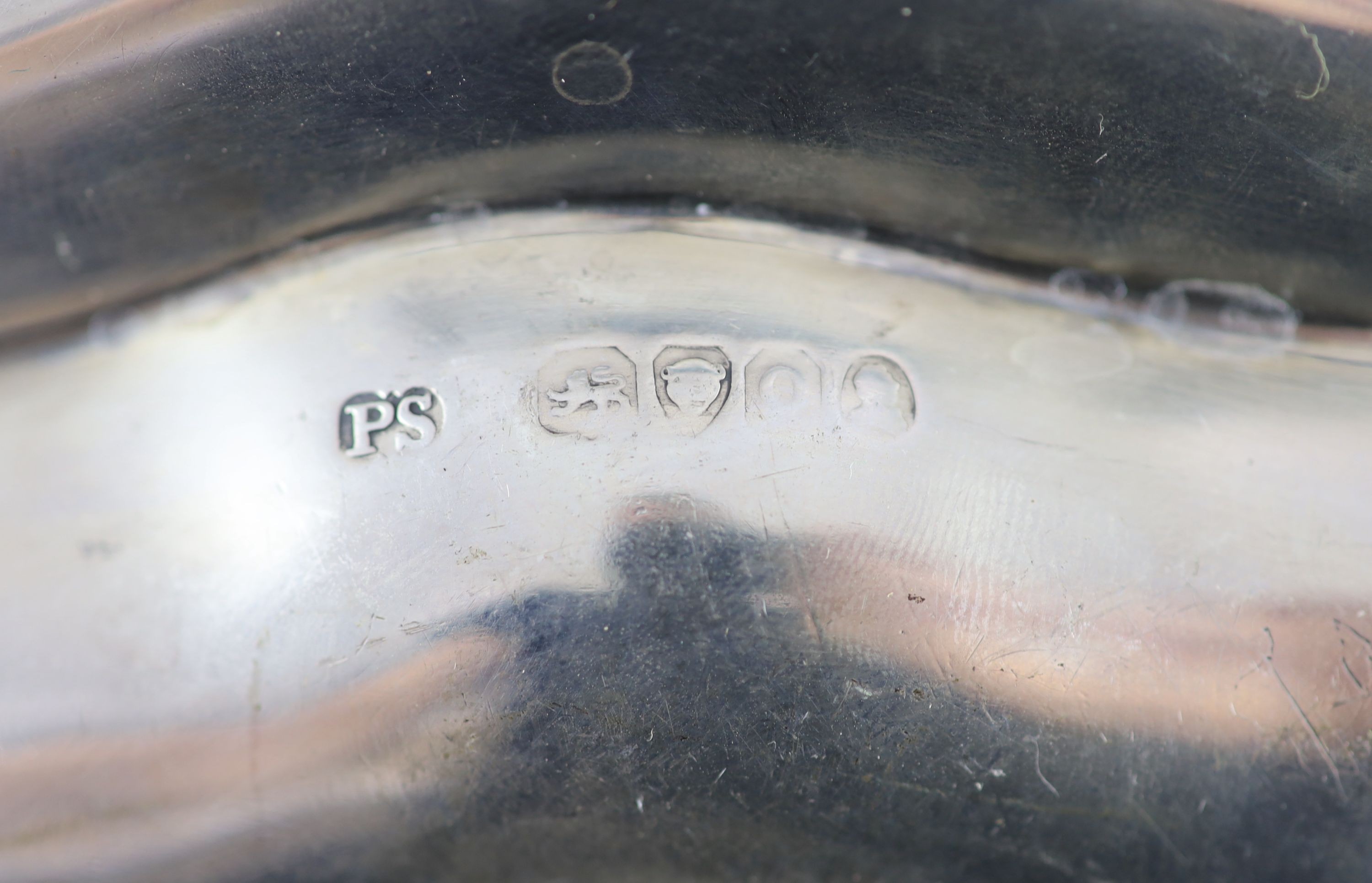A pair of late George IV silver shaped circular dinner plates by Paul Storr